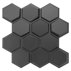 3D Wall Panel Rectangle 50x50 - 12 pcs set - Black ( 12 قطعة )