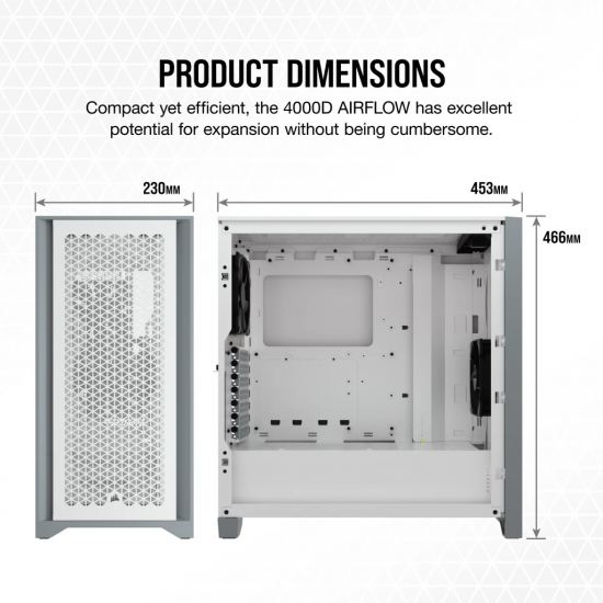 Corsair 4000D V2 AIRFLOW Tempered Glass Mid-Tower ATX Case - White