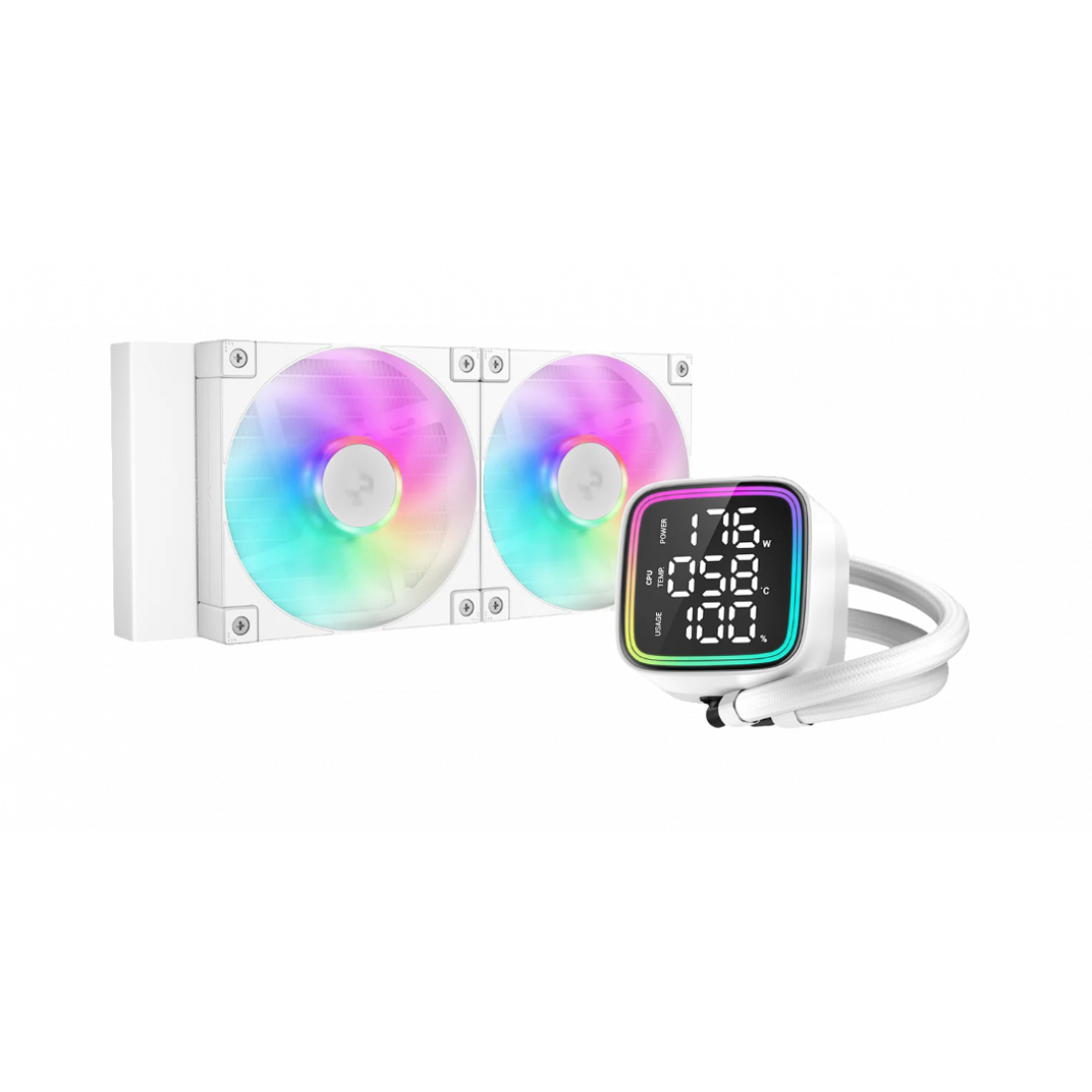 مبرد سائل DeepCool LD240 بشاشة رقمية A‑RGB – أبيض | تبريد AIO 240 مم ...