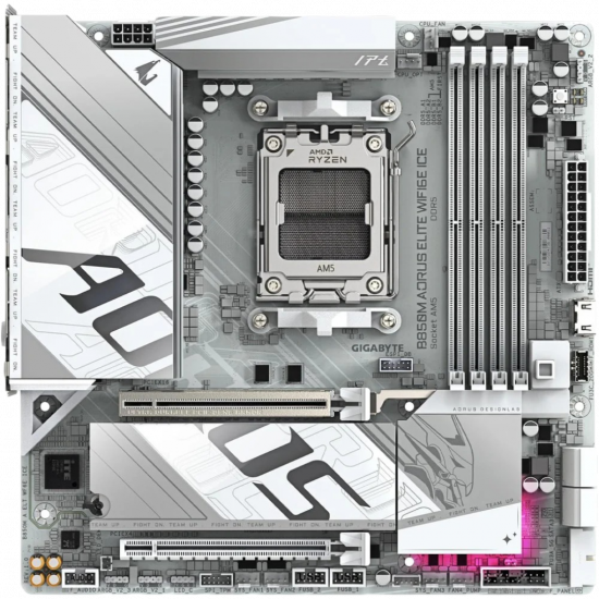 Gigabyte B850M A ELT WF6E Ice Motherboard - White Gigabyte B850M A ELT WF6E Ice Motherboard - White