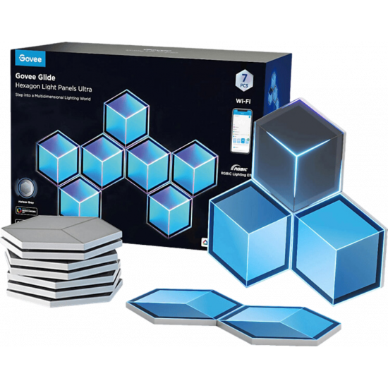 Govee Glide Hexagon Light Panels Ultra (7 PCS) - Meteor Grey