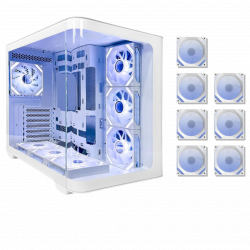 Tortox Curvo V2 ATX Case with 7 Fans - White