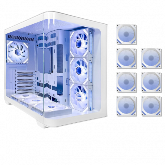 Tortox Curvo V2 ATX Case with 7 Fans - White Tortox Curvo V2 ATX Case with 7 Fans - White