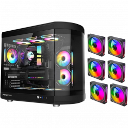 Tortox Vidrio ATX Case with 6 Fans - Black