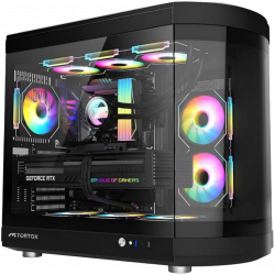 Tortox Vidrio ATX Case with 6 Fans - Black