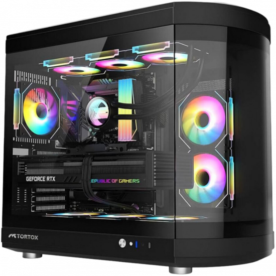 Tortox Vidrio ATX Case with 6 Fans - Black