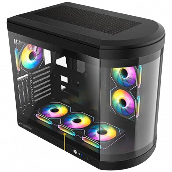 Tortox Vidrio ATX Case with 6 Fans - Black