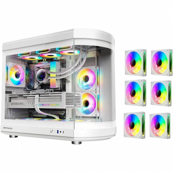 Tortox Vidrio ATX Case with 6 Fans - White Tortox Vidrio ATX Case with 6 Fans - White