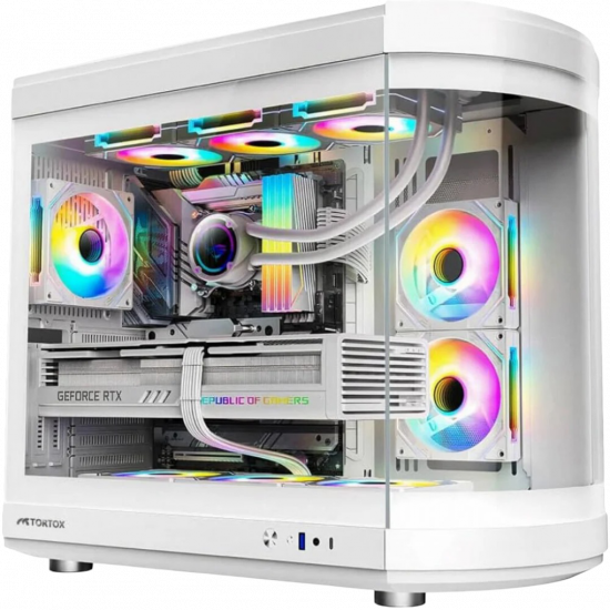 Tortox Vidrio ATX Case with 6 Fans - White Tortox Vidrio ATX Case with 6 Fans - White
