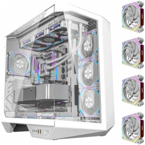 darkFlash DY470 ATX Case with 4 Fans - White