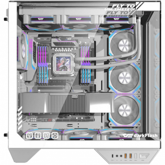 darkFlash DY470 ATX Case with 4 Fans - White