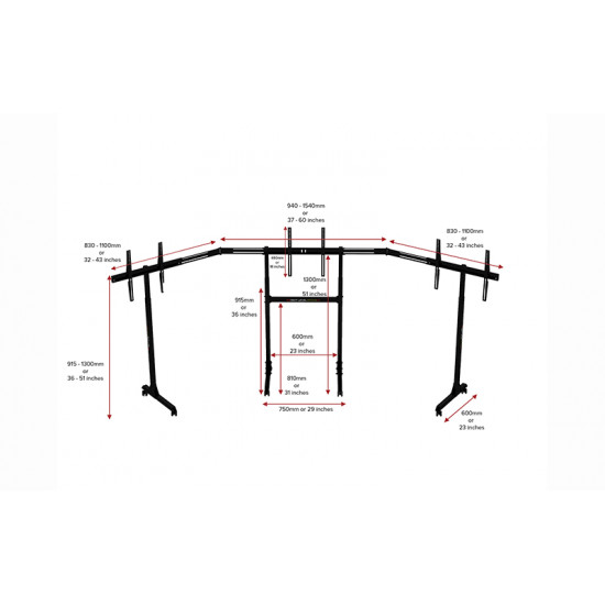 Next Level Free Standing Triple Monitor Stand Next Level Free Standing Triple Monitor Stand