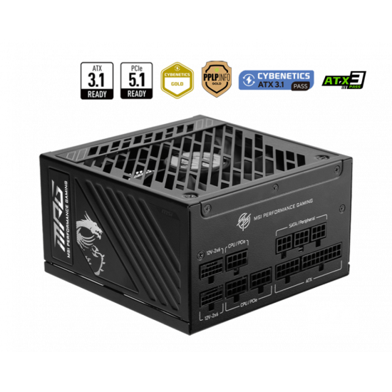 MSI MPG A1000GS PCIE5 - 1000w - 80 Plus Gold - Modular - PSU