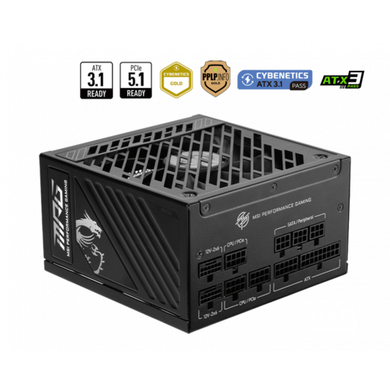 MSI MPG A1250GS PCIE5 - 1250w - 80 Plus Gold - Modular - PSU