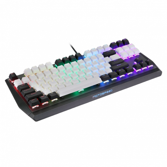Motospeed CK73 RGB Mechanical Gaming Keyboard - White & Black - Blue Switch