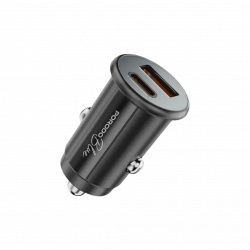 Porodo Blue 36W USB-A+C Port Car Charger - Black Porodo Blue 36W USB-A+C Port Car Charger - Black