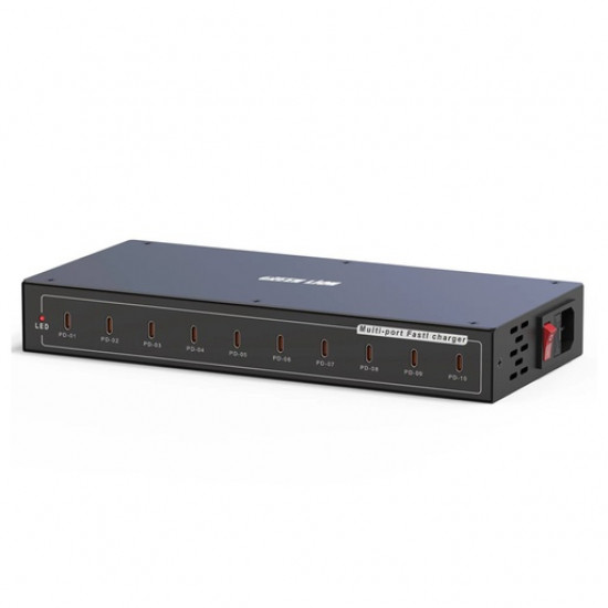 Green Lion PD Multi Ports 10 Charging Station 200W - Black Green Lion PD Multi Ports 10 Charging Station 200W - Black