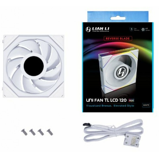 Lian Li TL-LCD 120 1pc ARGB Reverse Fans - White Lian Li TL-LCD 120 1pc ARGB Reverse Fans - White