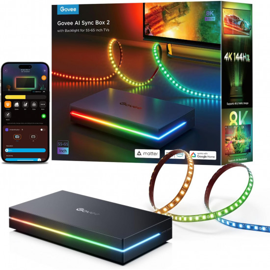 Govee AI Sync Box 8K HDMI 2.1 with strip ligth for 55-65"TV MAX Govee AI Sync Box 8K HDMI 2.1 with strip ligth for 55-65"TV MAX