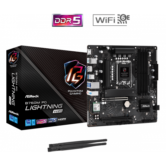 ASRock B760M PG Lightning D5 MATX WIFI Motherboard ASRock B760M PG Lightning D5 MATX WIFI Motherboard