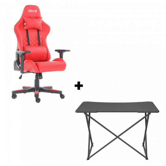 Devo Bundle - Devo gaming chair - Alpha V2 Red + Devo gaming table - Basic attention