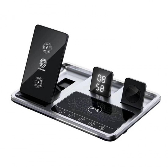 Green Lion 4 in 1 Wireless Charging Station 15W - Gray Green Lion 4 in 1 Wireless Charging Station 15W - Gray