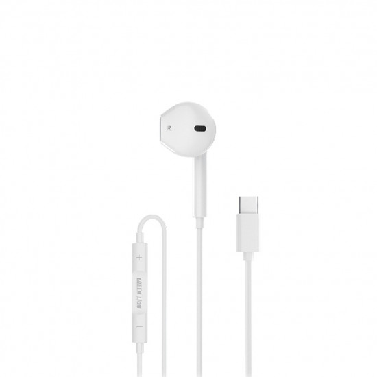 Green Lion Wired Mono Earphones with Type-C Connector - White Green Lion Wired Mono Earphones with Type-C Connector - White