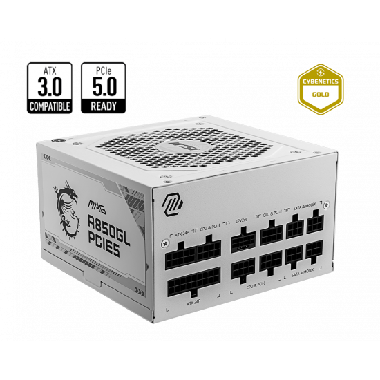 MSI - MAG A850GL PCIE5 - 850w - 80 Plus Gold - Modular - PSU - White