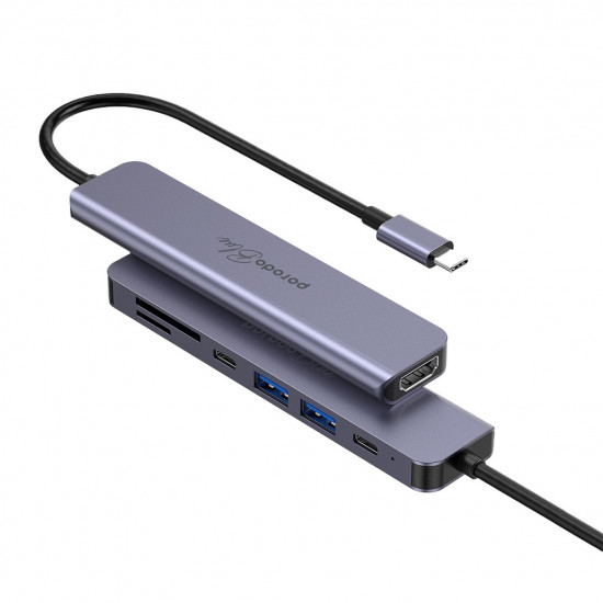 Porodo Blue 7in1 Hub HDMI 2XUSB-A 2XUSB-C SD MicroSD Porodo Blue 7in1 Hub HDMI 2XUSB-A 2XUSB-C SD MicroSD