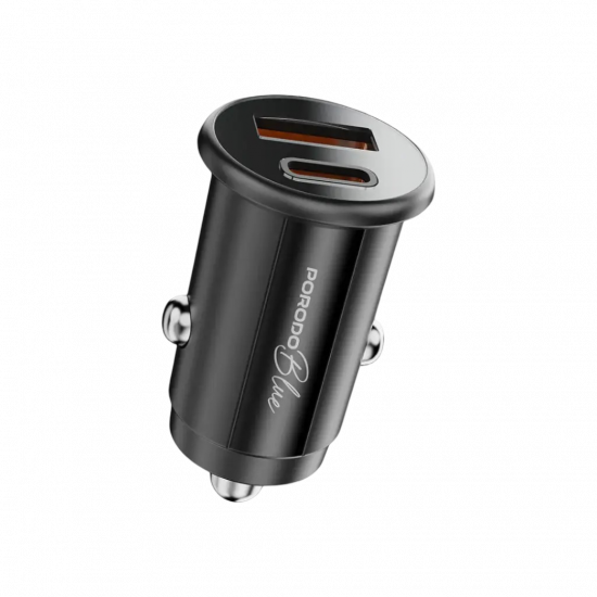 Porodo Blue 30W Car Charger with C to L 0.9m Cable - Black Porodo Blue 30W Car Charger with C to L 0.9m Cable - Black