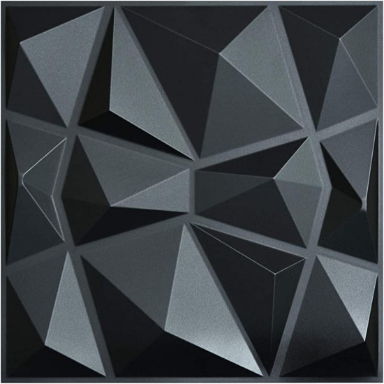 3D Wall Panel Diamond 50x50 - 12 pcs set - Black