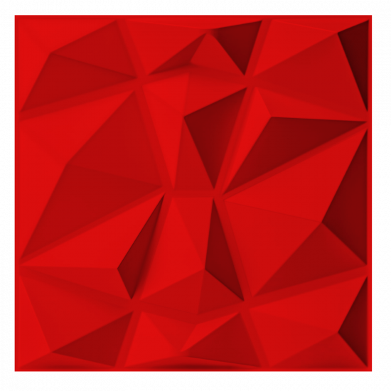 3D Wall Panel Diamond 50x50 - 12 pcs set - Red