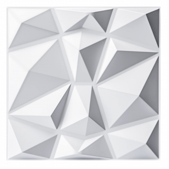 3D Wall Panel Diamond 50x50 - 12 pcs set - White ( 12 قطعه )