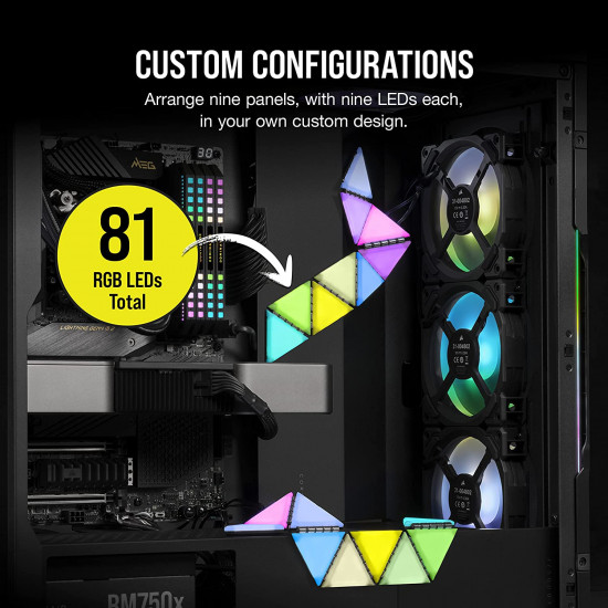 Corsair iCUE LC100 Case Accent Lighting Panels, 9x Tile Starter Kit Corsair iCUE LC100 Case Accent Lighting Panels, 9x Tile Starter Kit