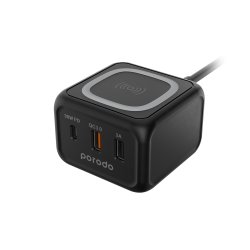 Porodo 3-Ports Fast Wireless Charger 15W PD 30W UK - Black Porodo 3-Ports Fast Wireless Charger 15W PD 30W UK - Black