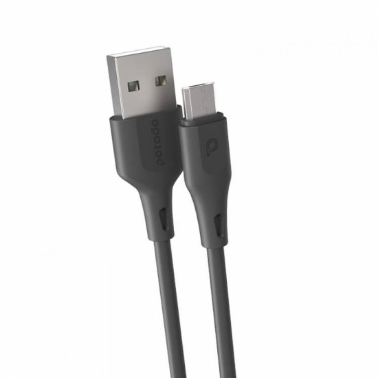 Porodo New PVC Micro USB Cable 2M 2.4A - Black
