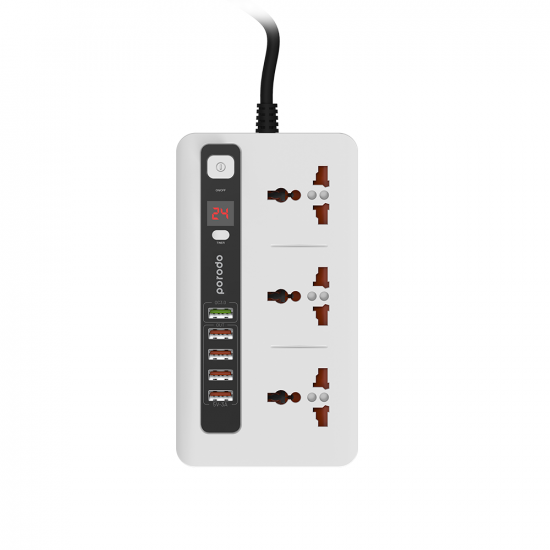 Porodo 3 AC 4 USB-A & USB-C PD 20W Multi-Port Super Hub 2M UK - White Porodo 3 AC 4 USB-A & USB-C PD 20W Multi-Port Super Hub 2M UK - White