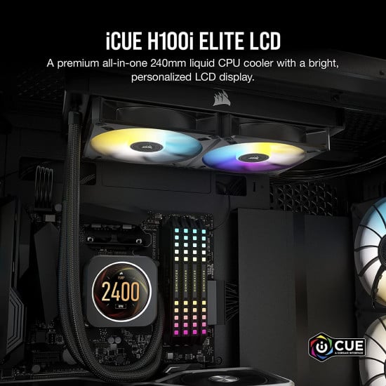 Corsair iCUE H100i ELITE 240mm LCD Display - Black