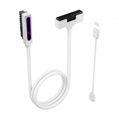 AsiaHorse Hydrus-24PIN-L 2.0 - 24PIN 30cm ARGB PSU Extension Cable - Left out - White AsiaHorse Hydrus-24PIN-L 2.0 - 24PIN 30cm ARGB PSU Extension Cable - Left out - White