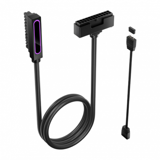 AsiaHorse Hydrus-24PIN-L 2.0 - 24PIN 30cm ARGB PSU Extension Cable - Left out - Black AsiaHorse Hydrus-24PIN-L 2.0 - 24PIN 30cm ARGB PSU Extension Cable - Left out - Black