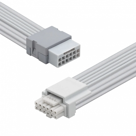 AsiaHorse PCIe 5.0 12VHPWR Sleeved Extension Cable, 16-Pin Male to 16-Pin Female, 180° Connector - White
