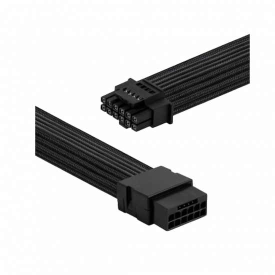 AsiaHorse PCIe 5.0 12VHPWR Sleeved Extension Cable, 16-Pin Male to 16-Pin Female, 180° Connector - Black