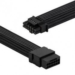 AsiaHorse PCIe 5.0 12VHPWR Sleeved Extension Cable, 16-Pin Male to 16-Pin Female, 180° Connector - Black