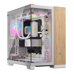 Corsair 6500X Tempered Glass Mid-Tower Case - White/Bamboo Wood