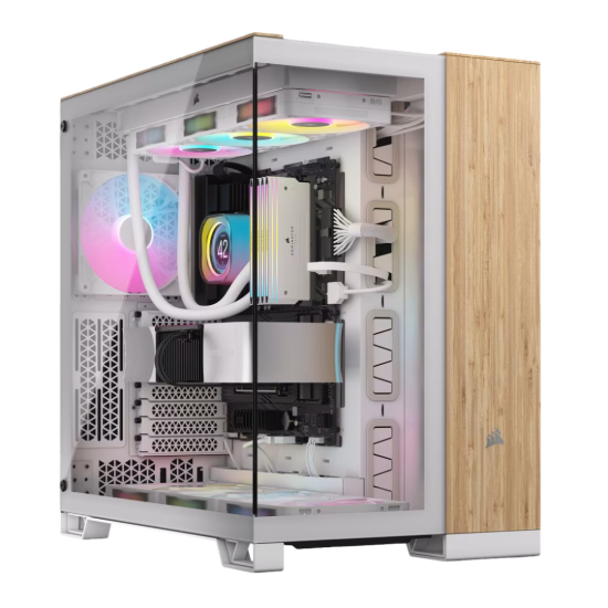 Corsair 6500X Tempered Glass Mid-Tower Case - White/Bamboo Wood Corsair 6500X Tempered Glass Mid-Tower Case - White/Bamboo Wood