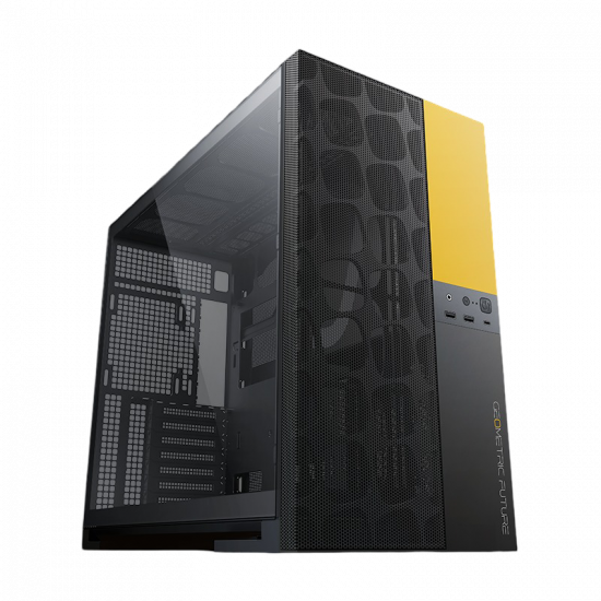 Geometric Future M5 Vent - Mid Tower - E-ATX / ATX - High Airflow - 5x 140mm ARGB PWM Fans - Gaming Case - Black / Yellow