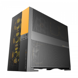Geometric Future M5 Vent - Mid Tower - E-ATX / ATX - High Airflow - 5x 140mm ARGB PWM Fans - Gaming Case - Black / Yellow