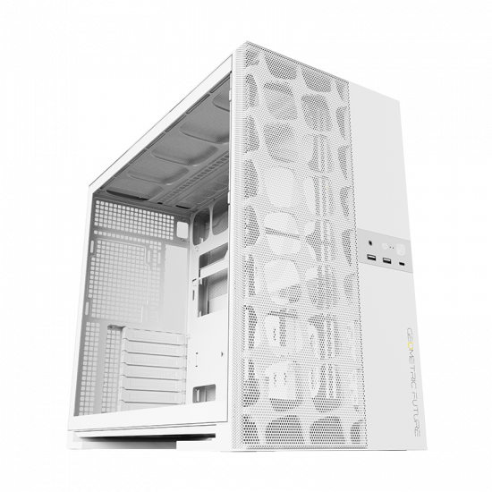 Geometric Future M5 Vent - Mid Tower - E-ATX / ATX - High Airflow - 5x 140mm ARGB PWM Fans - Gaming Case - White Geometric Future M5 Vent - Mid Tower - E-ATX / ATX - High Airflow - 5x 140mm ARGB PWM Fans - Gaming Case - White