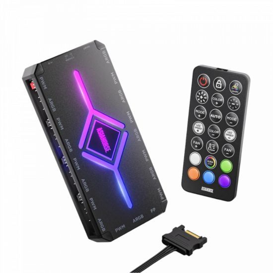 AsiaHorse PWM + ARGB Sync Hub - Black (Motherboard Compatible)
