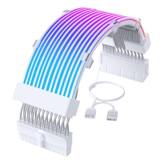 AsiaHorse RGB DualSR 24pinWhite PSU Cable - White AsiaHorse RGB DualSR 24pinWhite PSU Cable - White